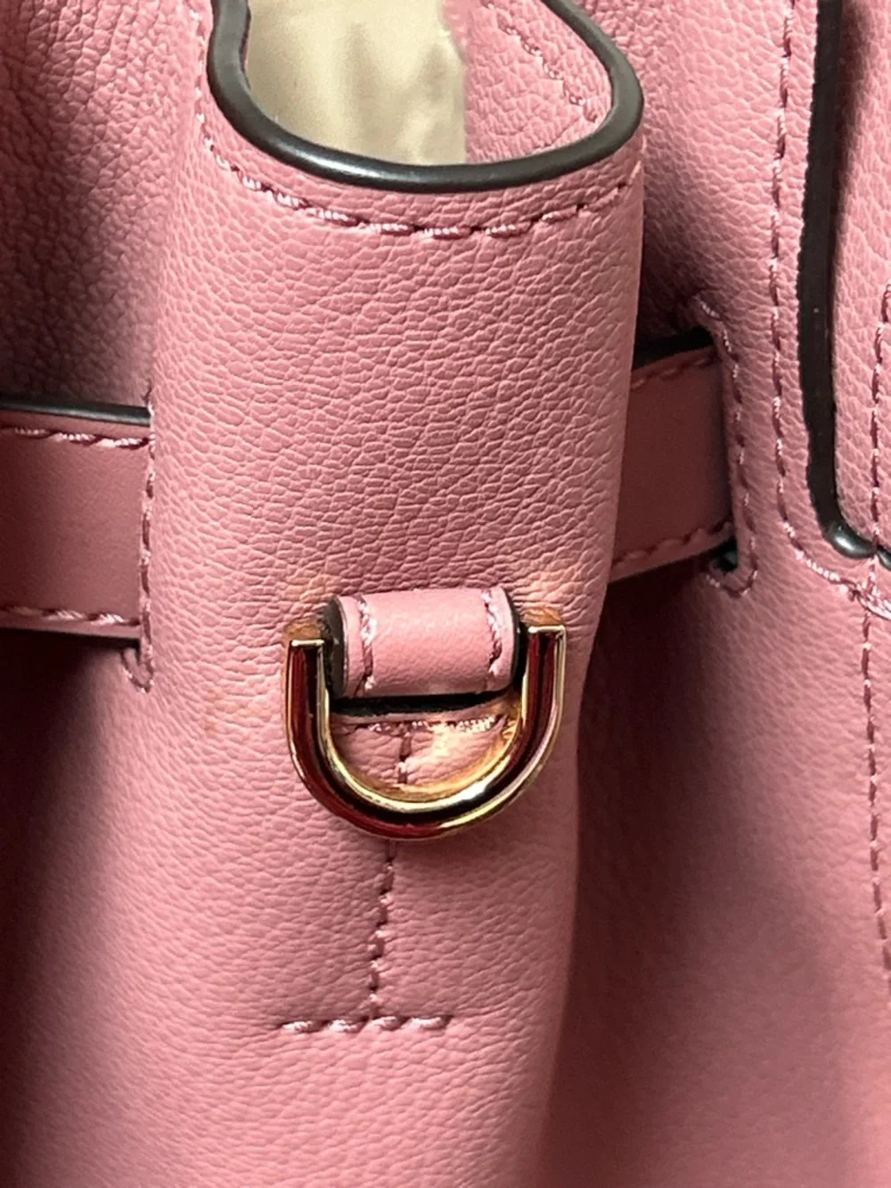 Michael Kors Rose Pink Leather Satchel with Gold-Tone Charm Approx. 12 x 10 x 6 - Picture 14 of 15